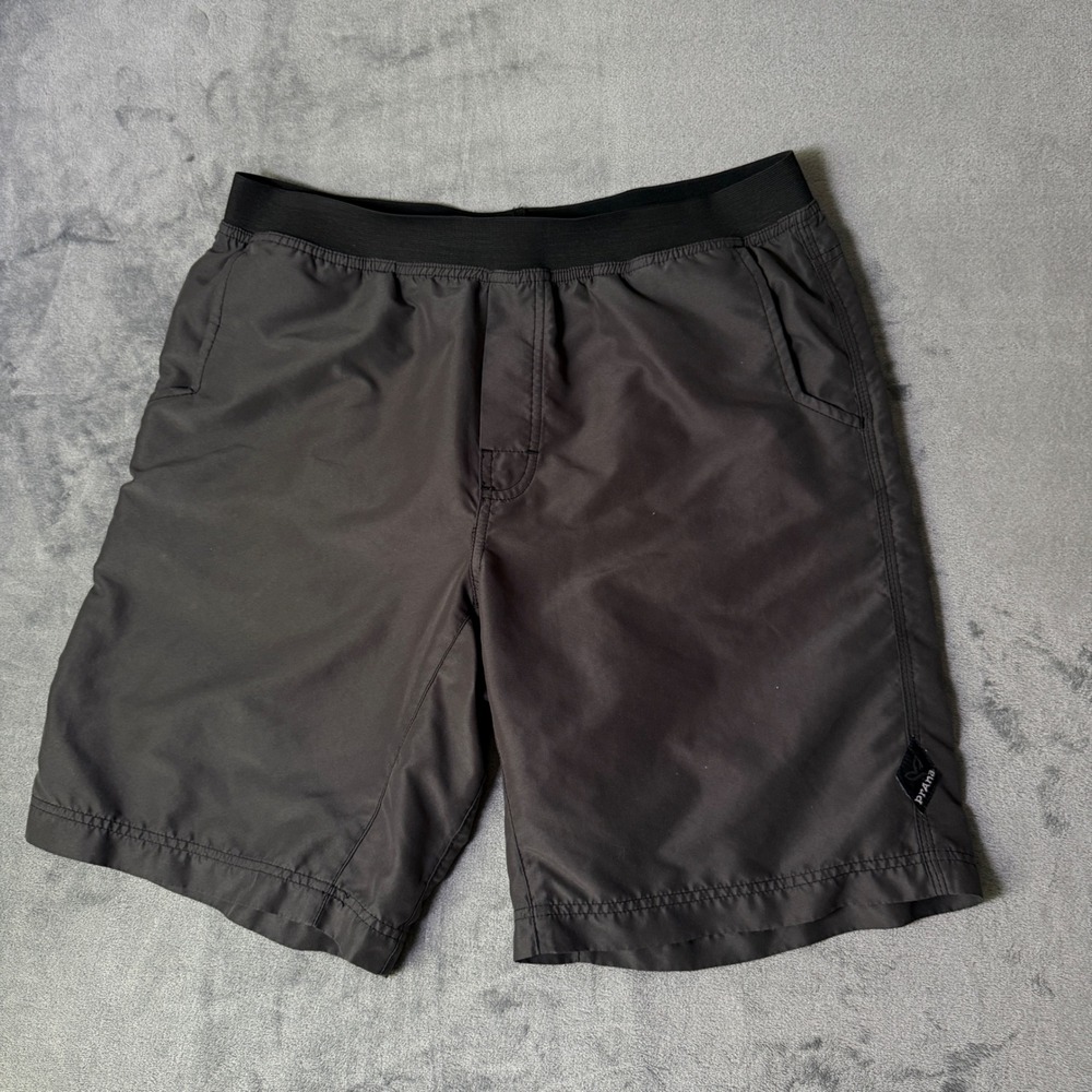 Prana Mens Board Shorts XL Gray Elastic Waist Swim Trunks Quick Dry